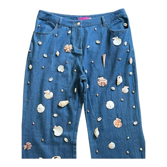 Tyler McGillivary Thingamabob Pants Seashell Retro Wide Leg Flare 70's Jeans XL - Picture 5 of 11
